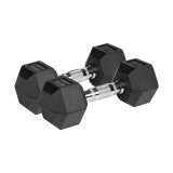 Rubberized cast iron dumbbells HEX 2x7 kg REBEL ACTIVE #1