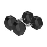 Rubberized cast iron dumbbells HEX 2x15 kg REBEL ACTIVE #1
