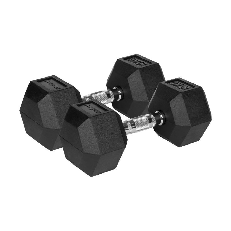 Rubberized cast iron dumbbells HEX 2x15 kg REBEL ACTIVE #1
