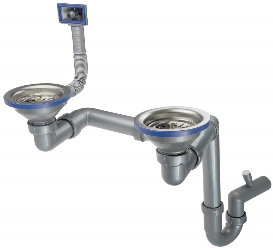 Siphon for 1.5- and 2-bowl steel sink #1