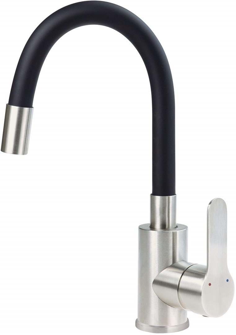 Washbasin mixer with curved spout #1