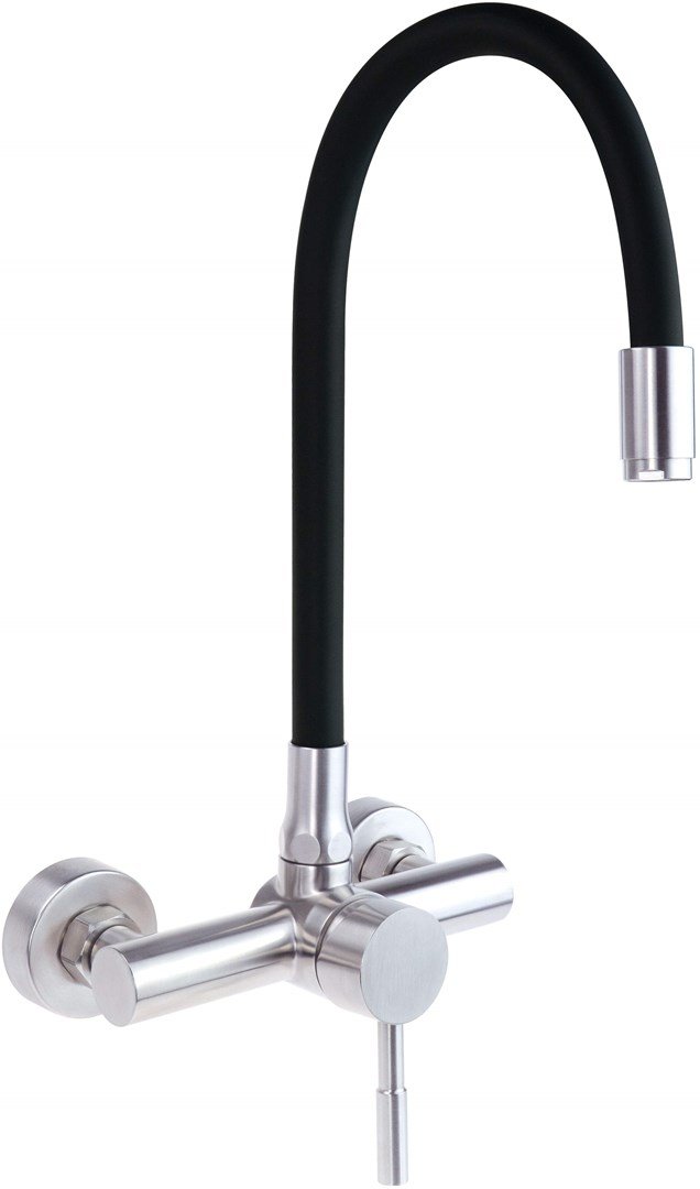 Wall-mounted kitchen faucet with bent spout #1