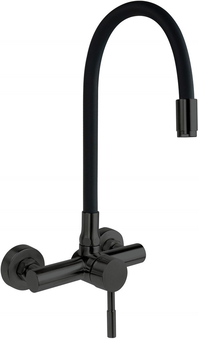 Wall-mounted kitchen faucet with bent spout #1