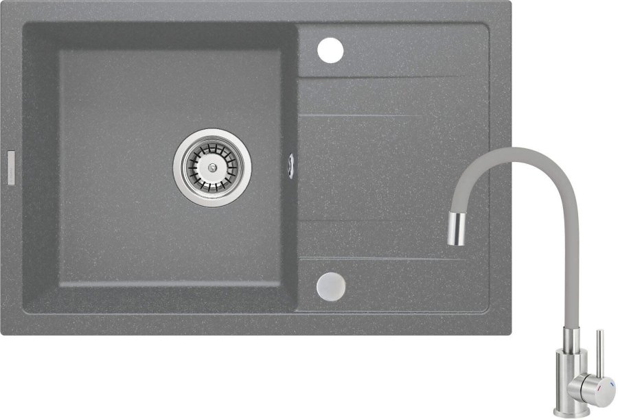Granite sink with 1-bowl faucet with drainer #1