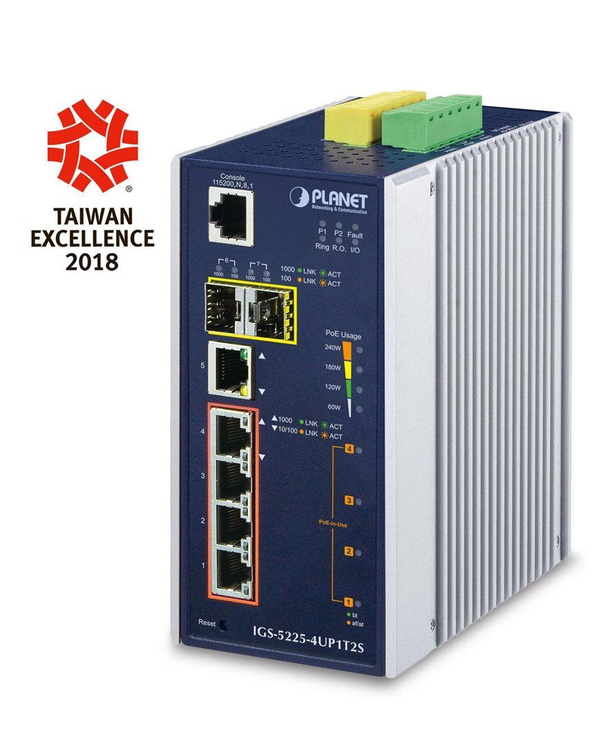 PLANET IGS-5225-4UP1T2S netv�rksswitch Administreret L2+ Gigabit Ethernet (10/100/1000) Str�m over Ethernet (PoE) Bl�, S�lv #2
