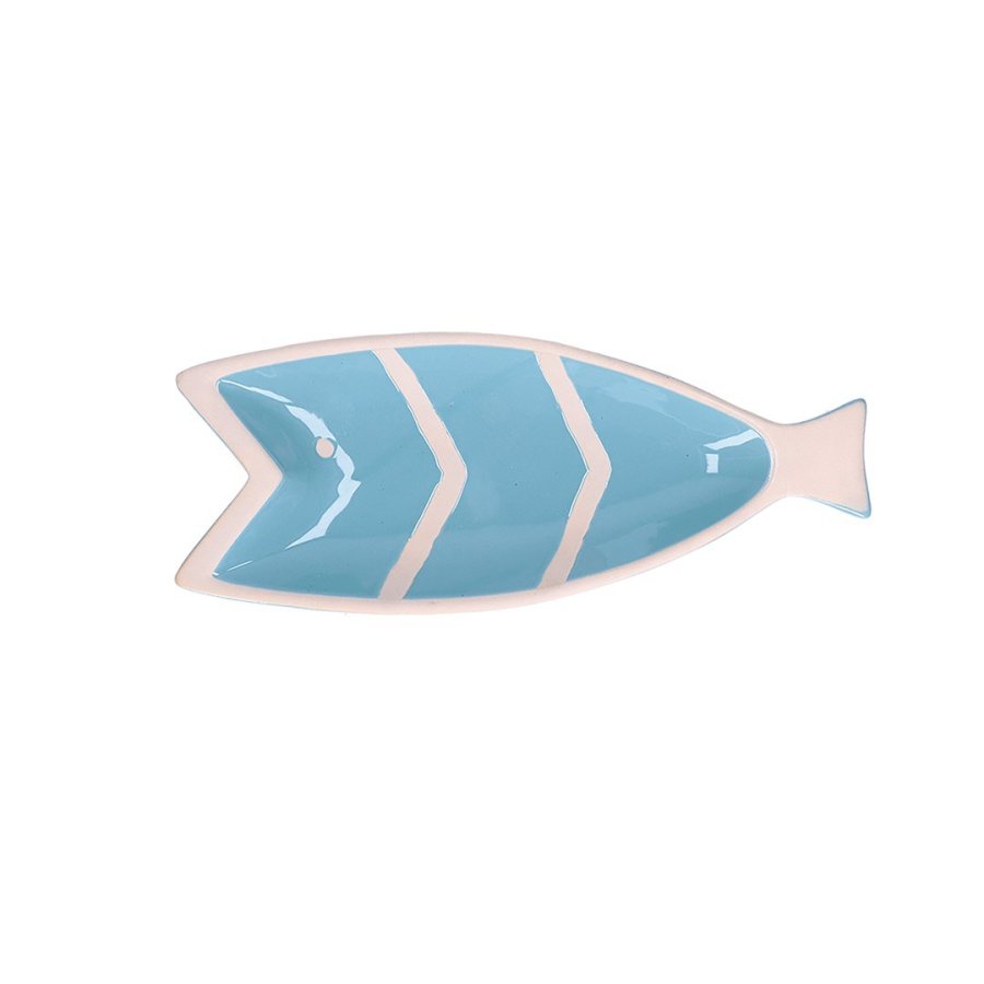 RITUALI DOMESTICI PELAGICOILLOGICO Fish plate light blue 30.5 x 12.5 x 3 cm #1