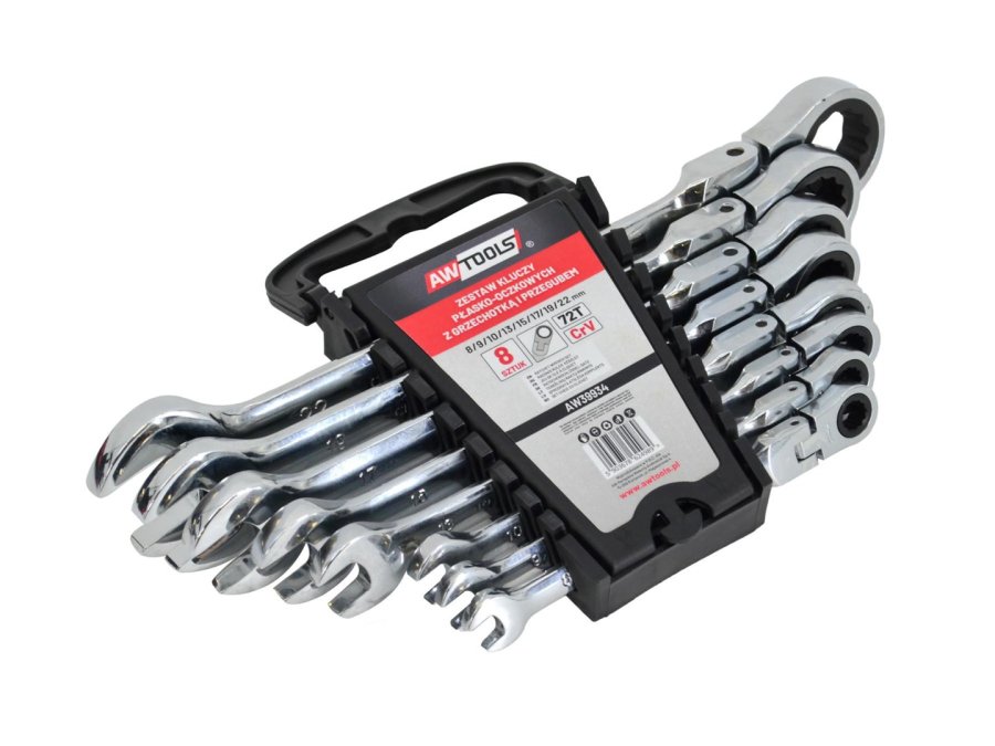 AW COMBINATION WRENCH WITH SIN. WRIST. KPL. 8pcs 8-22mm #1
