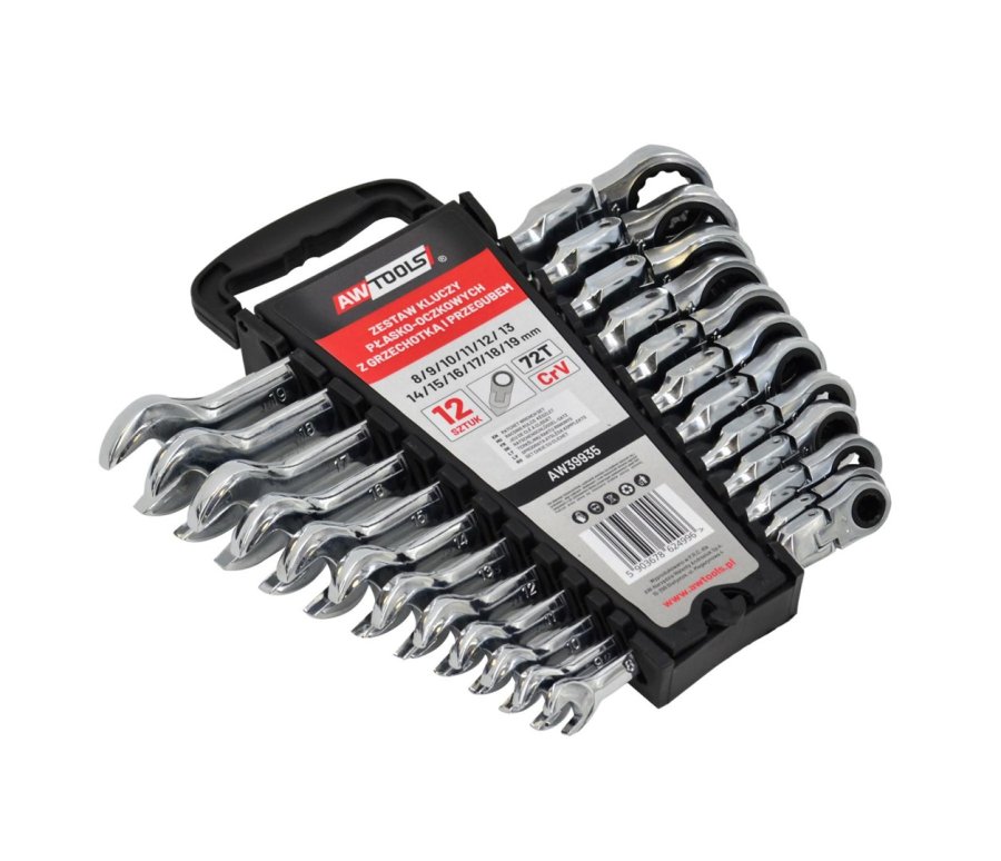 Wrench set, double-ended, with ratchet, joint, 12p #1