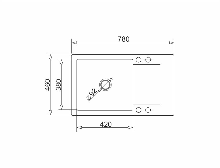 Sink KORFU 78x46 1B 1D black #1