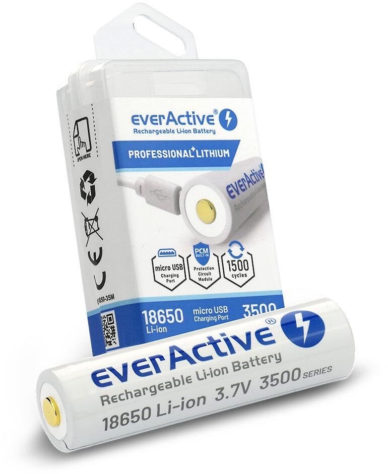 18650 Li-Ion 3.7V everActive 3500mAh battery (1 pc) micro-USB with protection #1