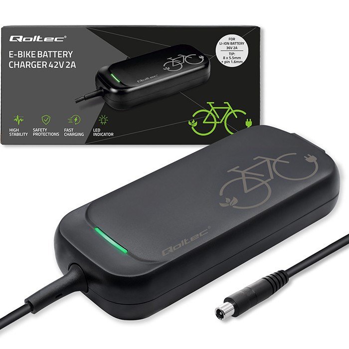 Qoltec Fast Charger for XIAOMI 36V Electric Scooter Bike | 42V | 2A | 8.0*8.0mm+pin | waterproof + power cable #1