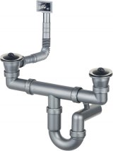 Siphon for 2-bowl steel sink - 2
