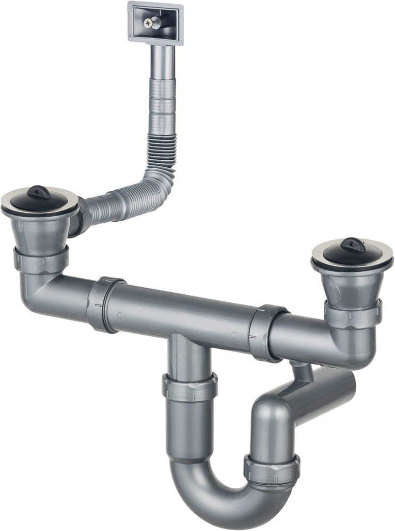Siphon for 2-bowl steel sink - 2