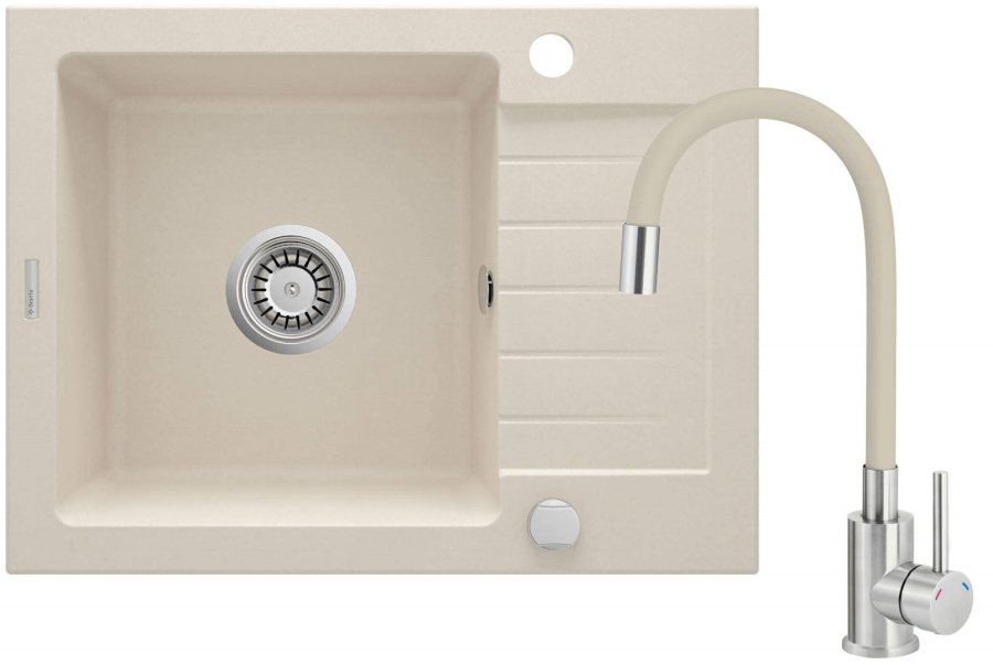 Granite sink with 1-bowl faucet with drainer #1