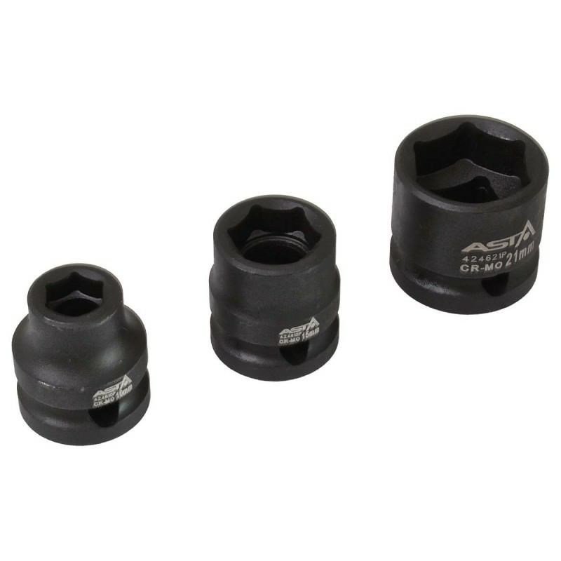 Impact sockets on rail, super short 1/2