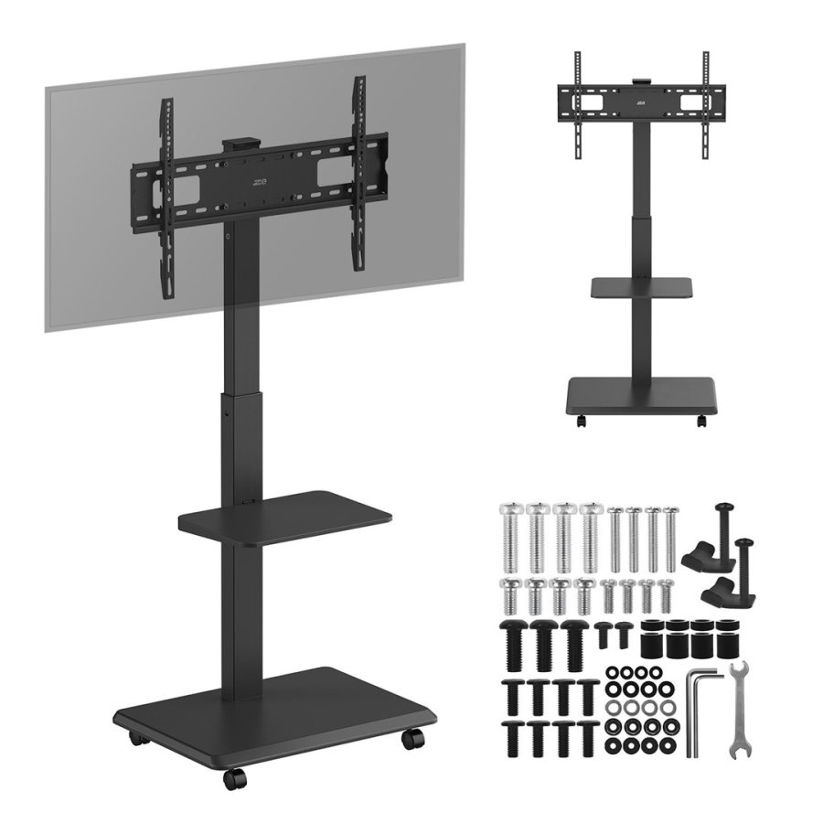Stativ/vogn til tv Ergo-Office, maks. belastning 50 kg/5 kg hylde, maks. VESA 600x400, indbygget strmskinne, sort, ER-304 B #2