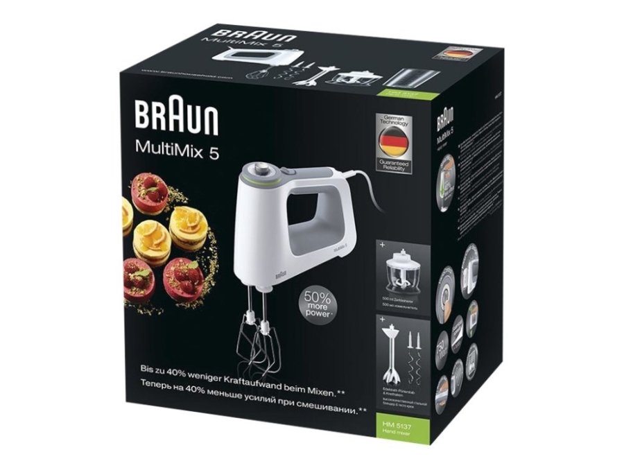 Braun MultiMix 5 HM 5137 Hndmixer 750 W Gr, Hvid #2