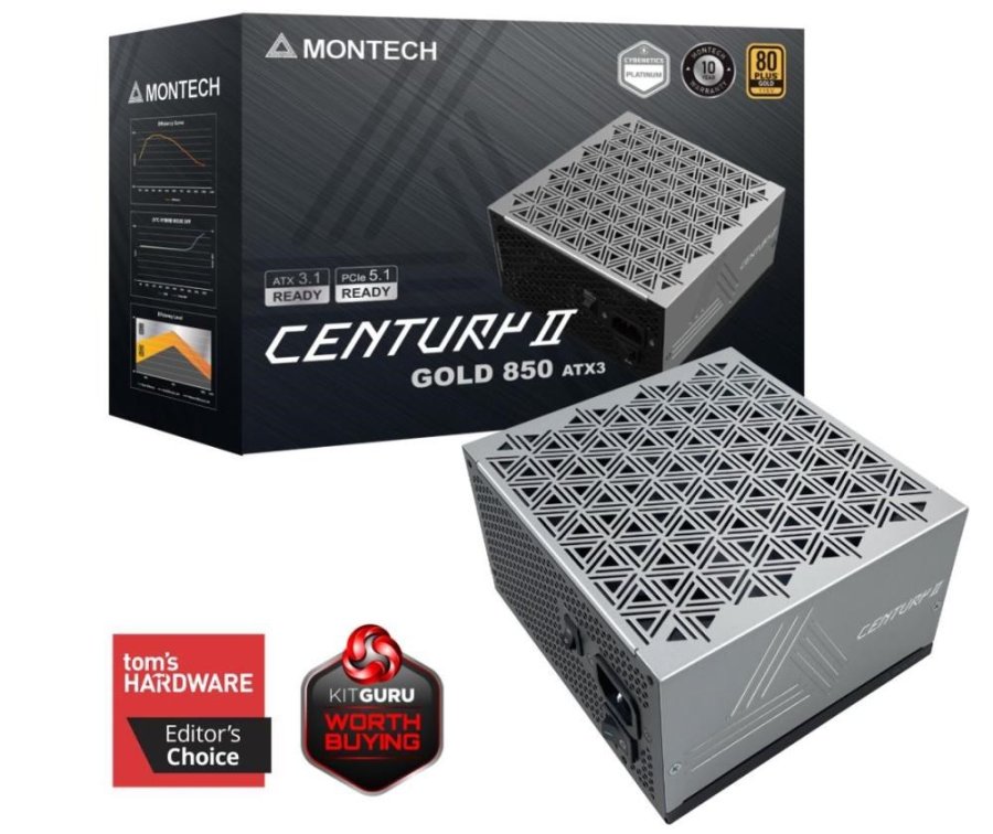 Montech CENTURY II enhed til str�mforsyning 850 W 20+4 pin ATX ATX S�lv, Sort #2