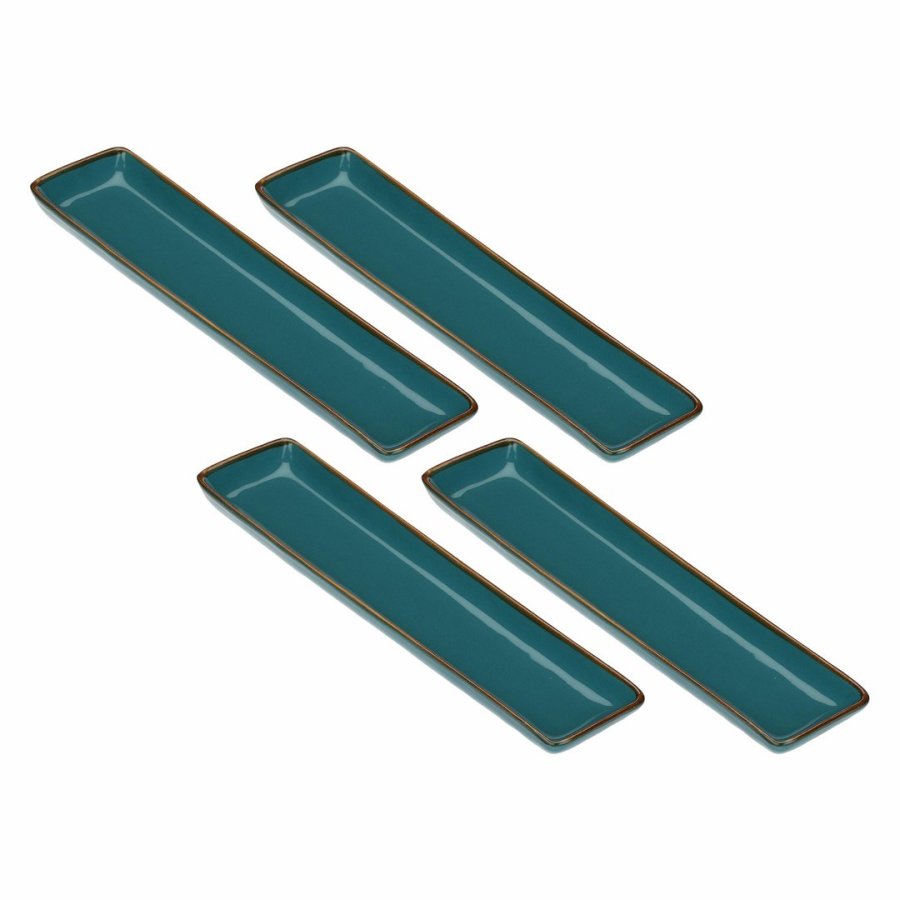 Set of 4 rectangular trays Concerto Ottanio - Blue-green, 32 x 8 cm #1