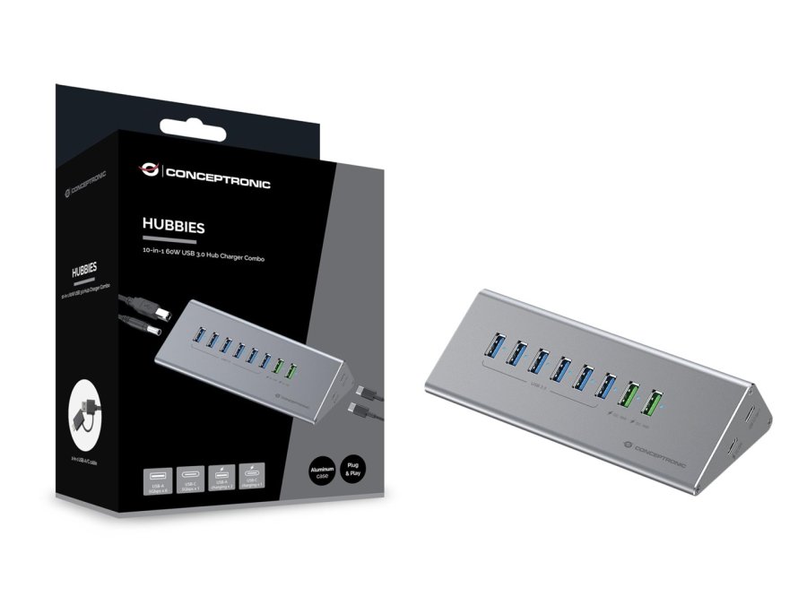 Conceptronic HUBBIES18G interface hub USB 3.2 Gen 1 (3.1 Gen 1) Type-B 5000 Mbit/s Gr� #2