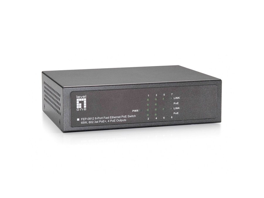 LevelOne FEP-0812 netv�rksswitch Fast Ethernet (10/100) Str�m over Ethernet (PoE) Sort #2