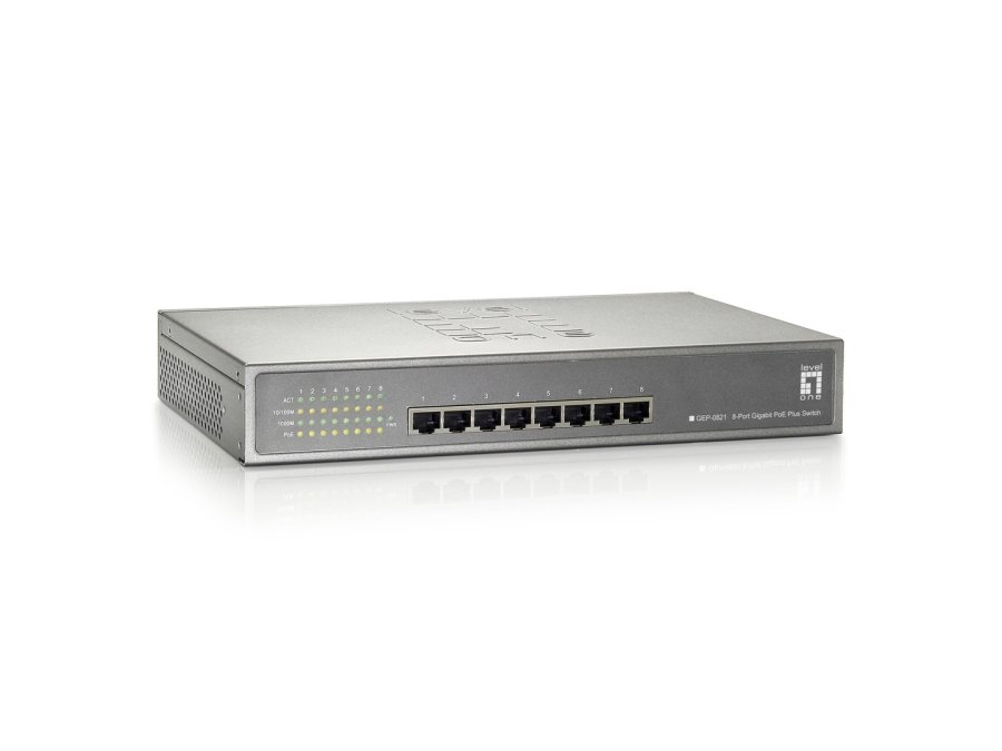 Switch LevelOne 8-port PoE+ 19