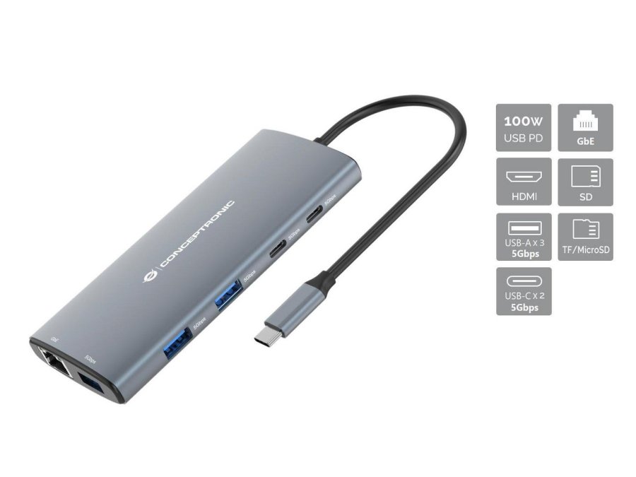 Conceptronic DONN06G Ledningsf�rt USB 3.2 Gen 1 (3.1 Gen 1) Type-C Gr� #2