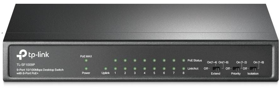 TP-Link TL-SF1009P netv�rksswitch Ikke administreret Fast Ethernet (10/100) Str�m over Ethernet (PoE) Sort #2