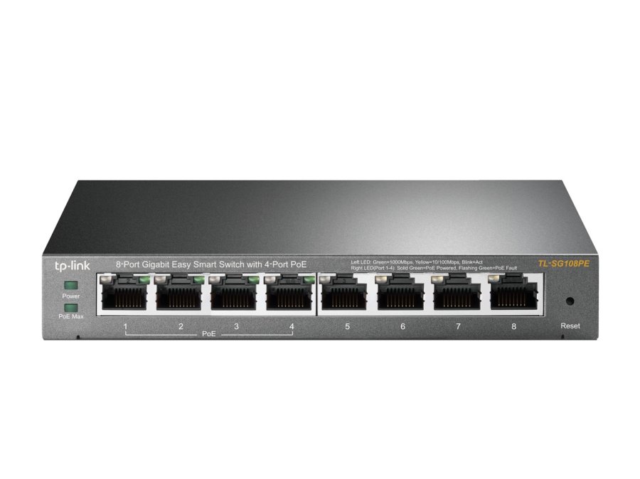 TP-Link TL-SG108PE Administreret L2 Gigabit Ethernet (10/100/1000) Str�m over Ethernet (PoE) Sort #2
