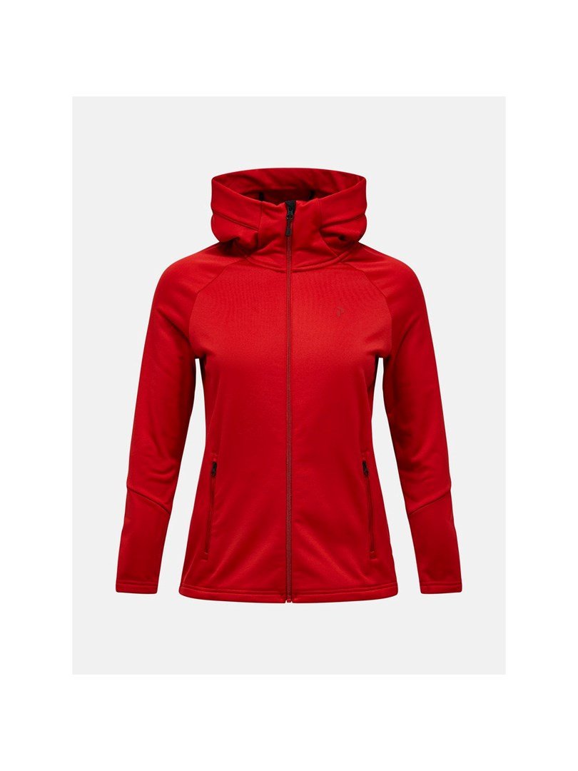 Bluza damska PEAK PERFORMANCE W Rider Essentials Midlayer Zip Hood kolor czerwony - S #1