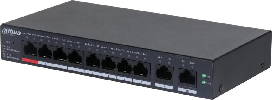 Dahua Technology DH-CS4010-8GT-110 netv�rksswitch Administreret L2 Gigabit Ethernet (10/100/1000) Str�m over Ethernet (PoE) Sort #1