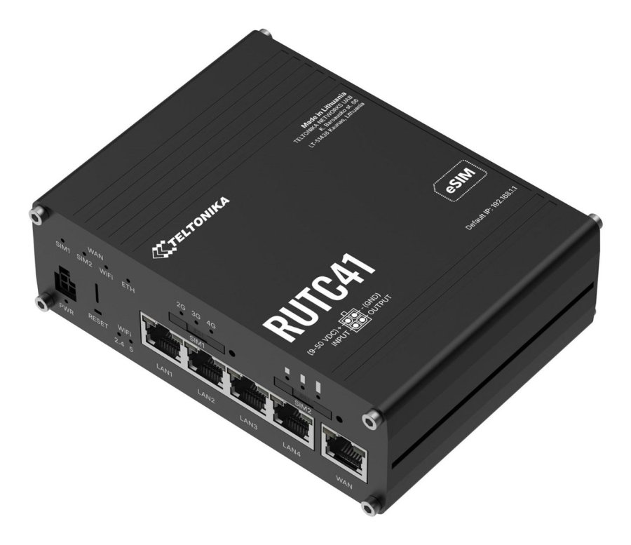 Teltonika Networks RUTC41 (EU) router 4G Cat 4 Edge z WiFi 6, wsparciem dla dockera, 5 portami ethernetowymi, eSIM #1