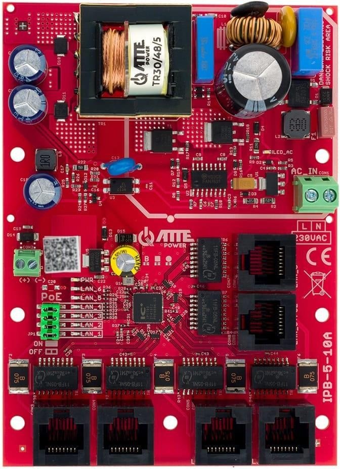 Switch PoE 6 portowy ze zintegrowanym zasilaczem ATTE IPB-5-10A-OF #1
