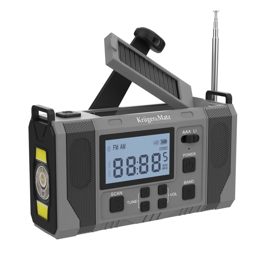 Radio solarne, przenone radio awaryjne SOS, powerbank 10000mAh, latarka, dynamo, Kruger&Matz #1