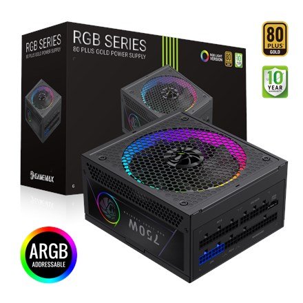 Gamemax PSU | RGB 750G | 750 W | Gold | Full Modular #1