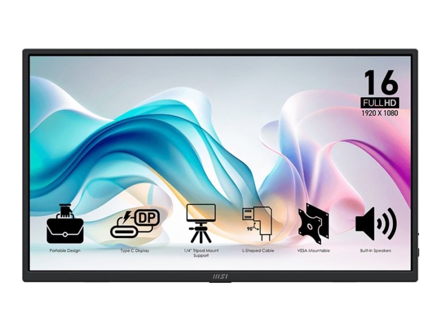 MSI PRO MP165DE E6 B�rbart tv og sk�rm B�rbar sk�rm Sort 39,6 cm (15.6