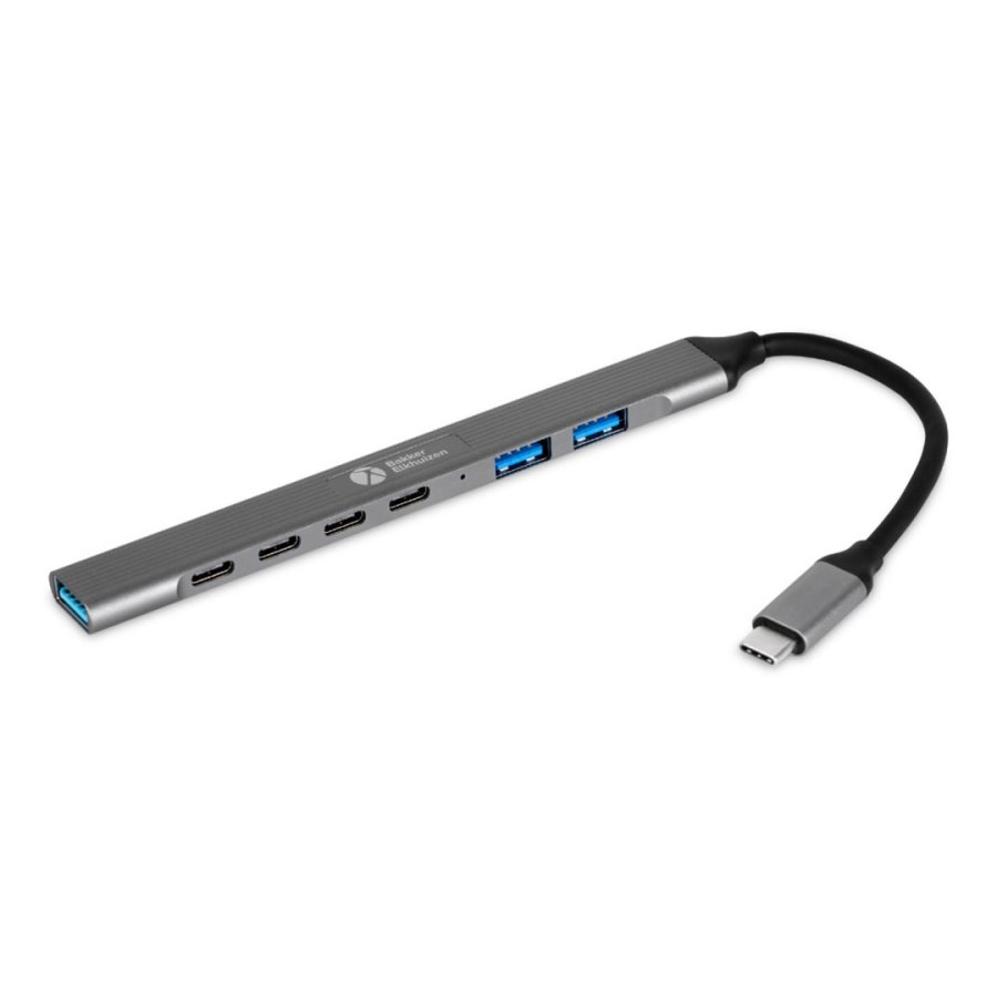 BakkerElkhuizen USB-C Hub 7-in-1 (3A+4C) USB Type-C 5000 Mbit/s Sort, Gr� #2