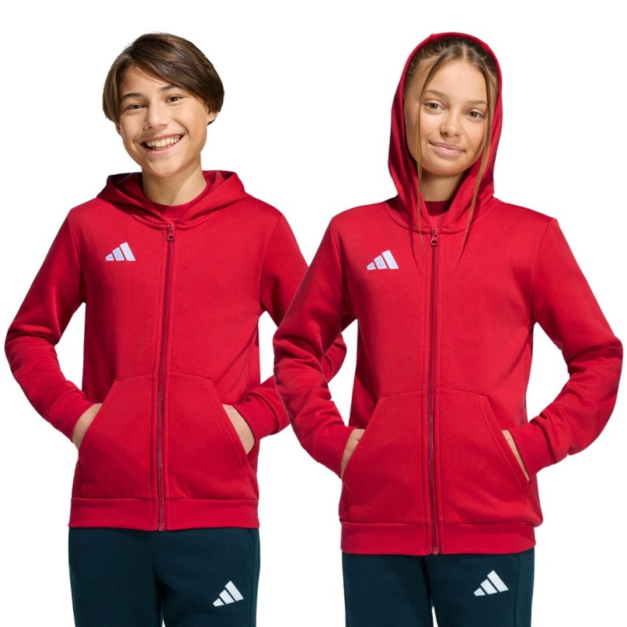 Bluza dla dzieci adidas Entrada 26 Full Zip Hoodie czerwona KH1781 140cm #1