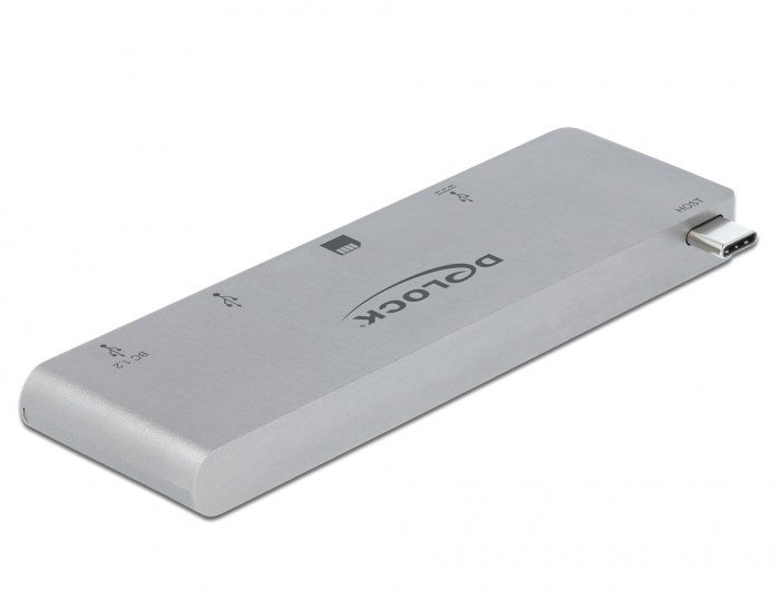 DELOCK 3 Port Hub und 2 Slot Card Reader fur MacBook mit PD 3.0 und einschiebbarem USB Type-C Anschluss #1