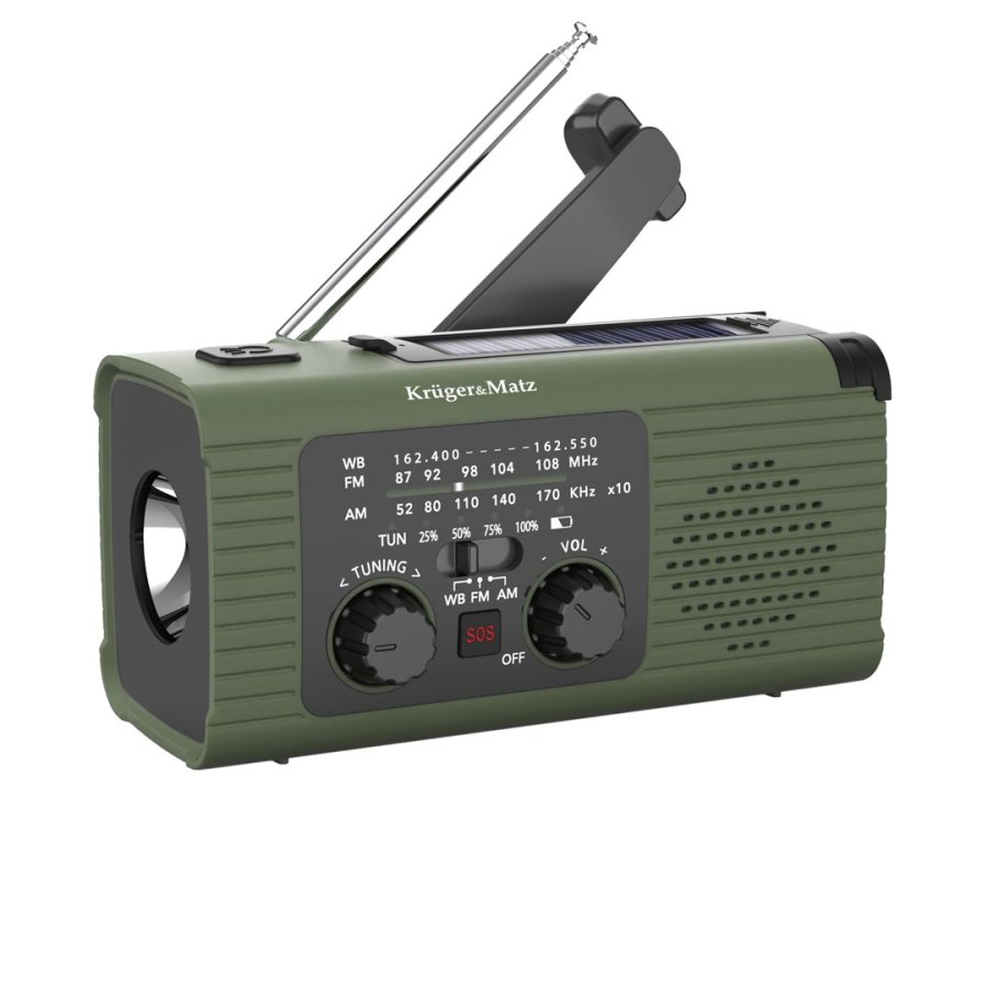 Radio solarne, przenośne radio awaryjne SOS, powerbank 5000mAh, latarka, dynamo, Kruger&Matz #1