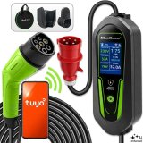Qoltec Ładowarka do samochodu elektrycznego EV i hybryd z regulacją 2w1 Typ2 | 7kW | 230V | CEE 32A | Wi-Fi | Tuya | Smart life | LCD |  5m #1