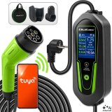 Qoltec Ładowarka do samochodu elektrycznego EV i hybryd z regulacją 2w1 Typ2 | 3.5kW | 230V | SCHUKO 16A | Wi-Fi | Tuya | Smart life | LCD |  5m #1