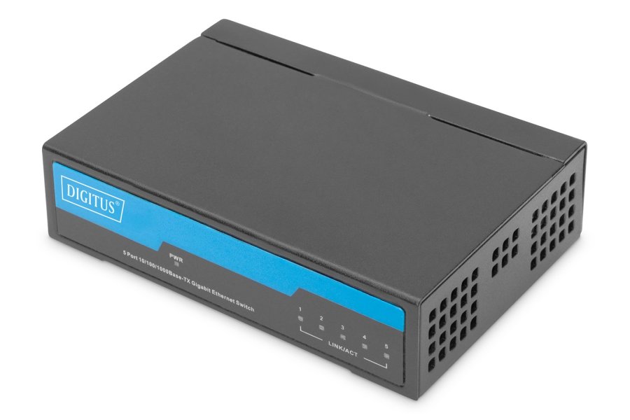 DIGITUS Switch 5-Port  Gigabit  Unmanaged MetallgehĂ�use schw #1