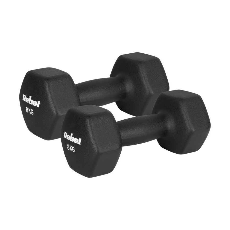 Hantelki żeliwne neoprenowe HEX 2x8kg, REBEL ACTIVE #1