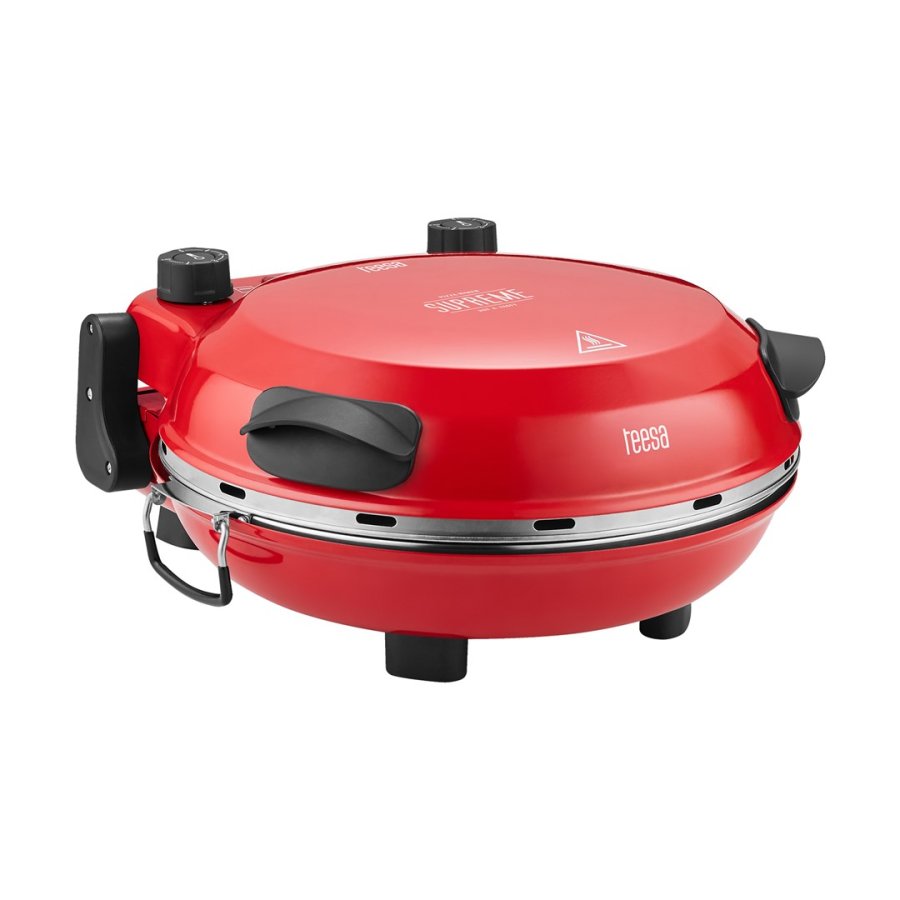 Piec do pizzy TEESA SUPREME FUN 1200W, 400 stopni, dwie grzałki , czerwony #1