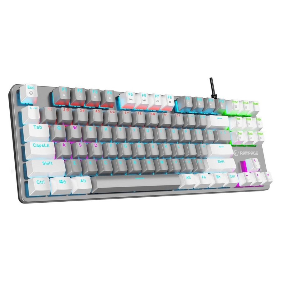 Klawiatura przewodowa Rampage SNUGK14BS-GW Snug RGB KRGD Blue gamingowa mechaniczna szaro-biała #1