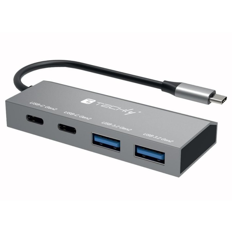 Techly IUSB32C-HUB4AC2 dockingstation Ledningsf�rt USB 3.2 Gen 1 (3.1 Gen 1) Type-C S�lv #2