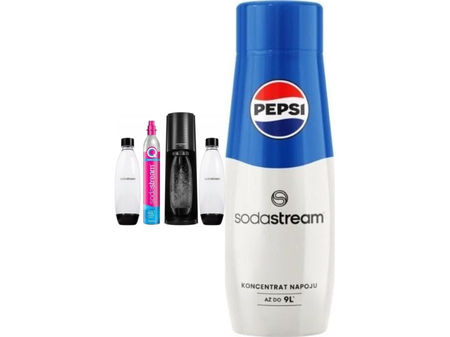 Saturator Sodastream Terra + 2 butelki + gaz Czarny + syrop Pepsi #1
