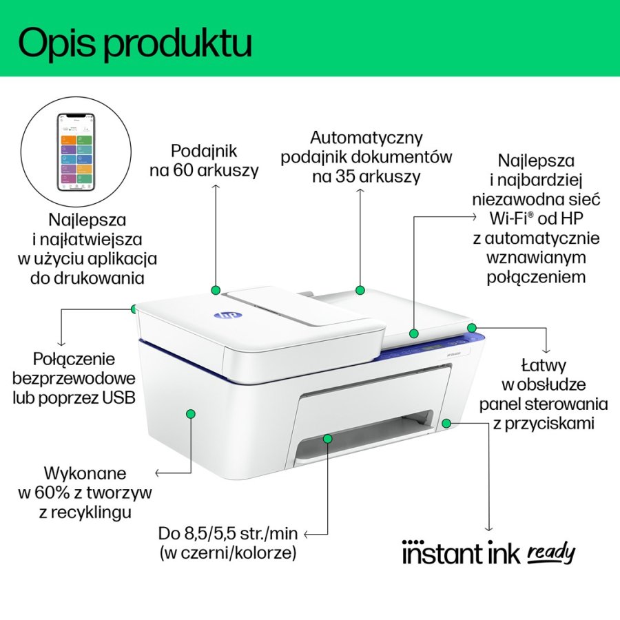 HP DeskJet 4230e Tr�dl�st All-in-One Farve Printer, Instant Ink; Kopimaskine, scanner #5