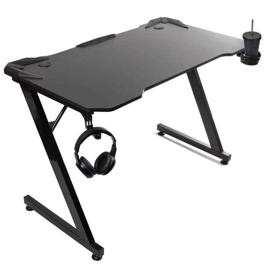 Gaming desk black large NanoRS, 150kg max, height 750mm, 110x60x1.5cm, cup and headphone holder, RS345 #2